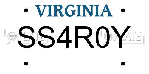 SS4R0Y Virginia License Plate