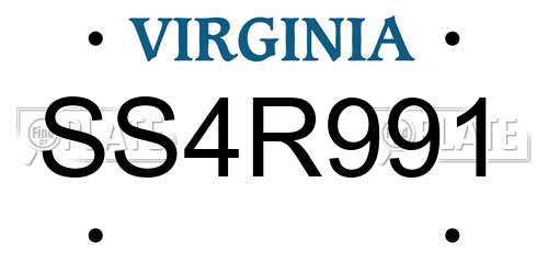 SS4R991 Virginia License Plate