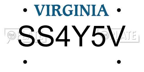 SS4Y5V Virginia License Plate