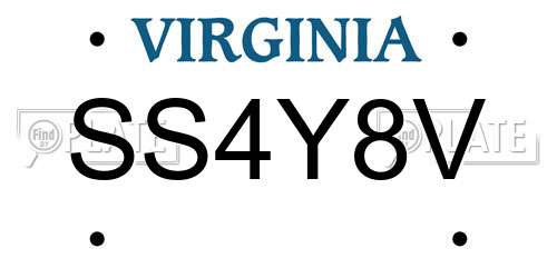 SS4Y8V Virginia License Plate
