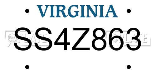 SS4Z863 Virginia License Plate
