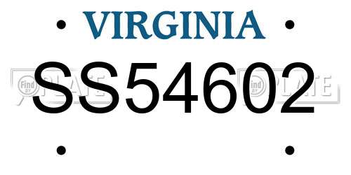 SS54602 Virginia License Plate