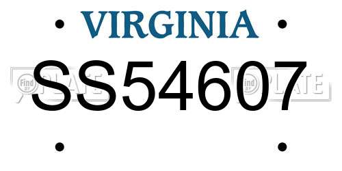 SS54607 Virginia License Plate