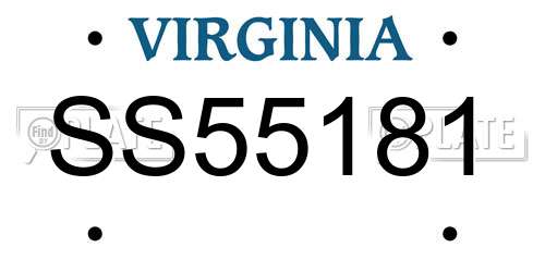 SS55181 Virginia License Plate