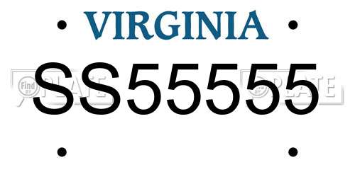 SS55555 Virginia License Plate