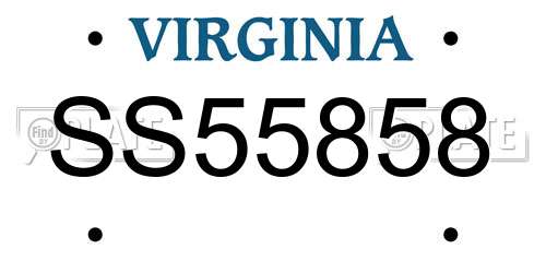 SS55858 Virginia License Plate