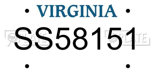 SS58151 Virginia License Plate