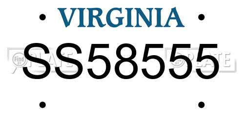 SS58555 Virginia License Plate