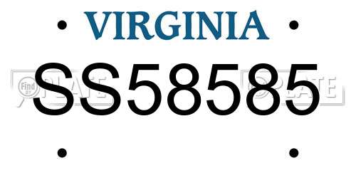 SS58585 Virginia License Plate