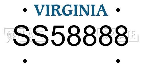 SS58888 Virginia License Plate