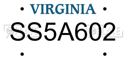 SS5A602 Virginia License Plate