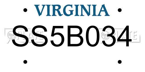 SS5B034 Virginia License Plate
