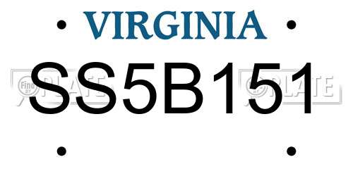 SS5B151 Virginia License Plate