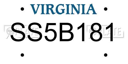 SS5B181 Virginia License Plate