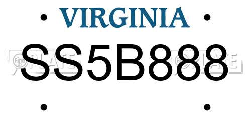 SS5B888 Virginia License Plate