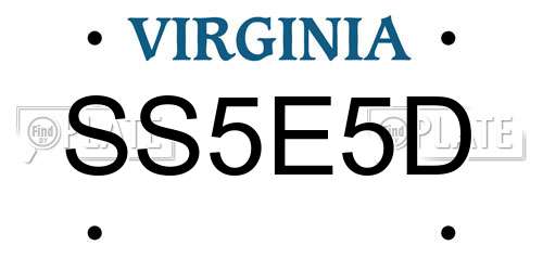 SS5E5D Virginia License Plate