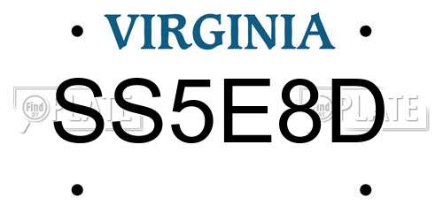 SS5E8D Virginia License Plate