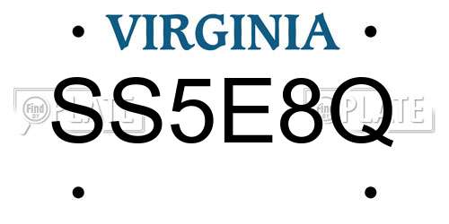 SS5E8Q Virginia License Plate