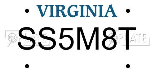 SS5M8T Virginia License Plate