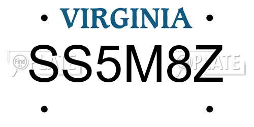 SS5M8Z Virginia License Plate