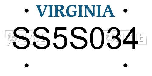 SS5S034 Virginia License Plate
