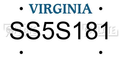 SS5S181 Virginia License Plate