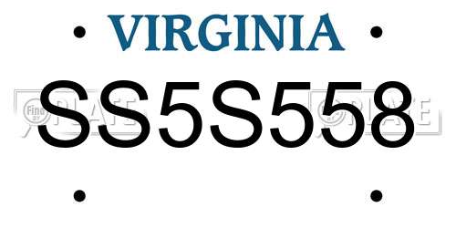 SS5S558 Virginia License Plate
