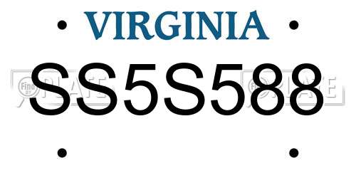 SS5S588 Virginia License Plate