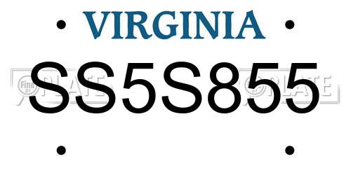SS5S855 Virginia License Plate