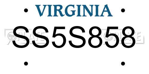 SS5S858 Virginia License Plate