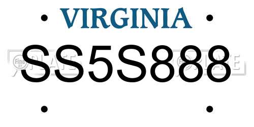 SS5S888 Virginia License Plate