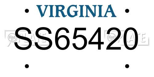 SS65420 Virginia License Plate