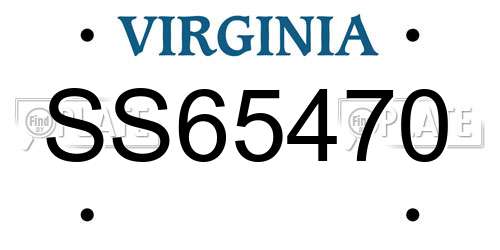 SS65470 Virginia License Plate