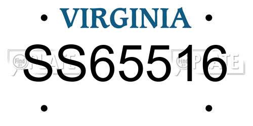SS65516 Virginia License Plate