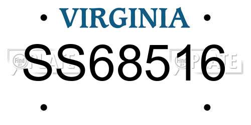 SS68516 Virginia License Plate