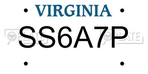 SS6A7P Virginia License Plate