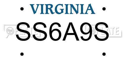 SS6A9S Virginia License Plate