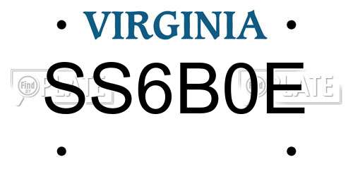 SS6B0E Virginia License Plate