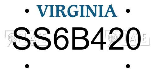 SS6B420 Virginia License Plate