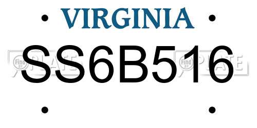SS6B516 Virginia License Plate