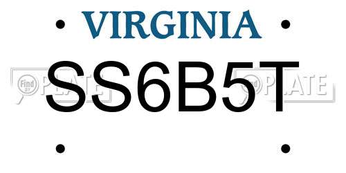 SS6B5T Virginia License Plate