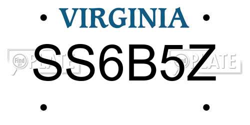 SS6B5Z Virginia License Plate