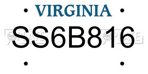 SS6B816 Virginia License Plate