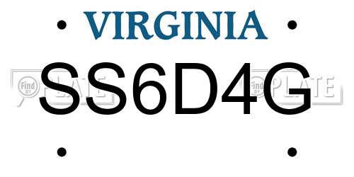 SS6D4G Virginia License Plate