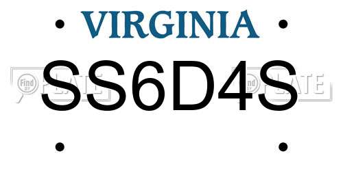 SS6D4S Virginia License Plate