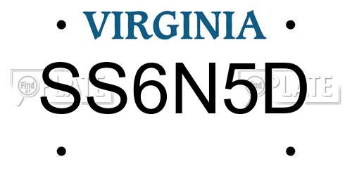 SS6N5D Virginia License Plate