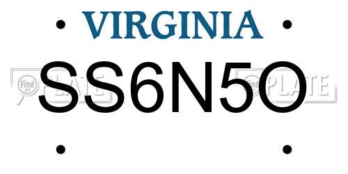SS6N5O Virginia License Plate