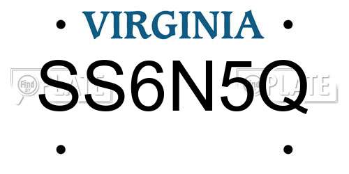 SS6N5Q Virginia License Plate