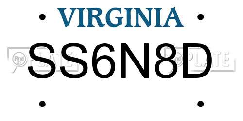 SS6N8D Virginia License Plate