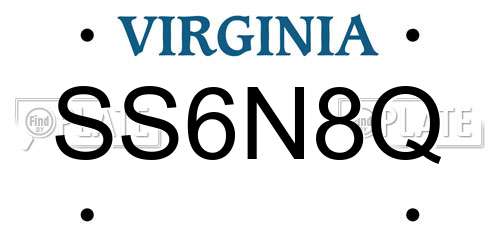 SS6N8Q Virginia License Plate